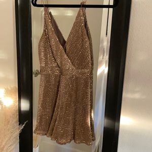 Gold sequin romper ASTR the label